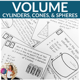 Volume of Cylinders, Cones, & Spheres Task Cards