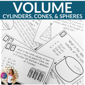 Preview of Volume of Cylinders, Cones, & Spheres Task Cards