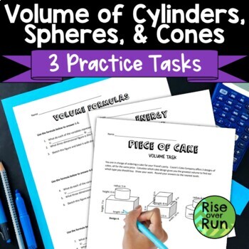 Preview of Volume Worksheets for Spheres, Cylinders, & Cones