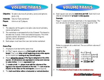 Preview of Volume Trails - 8th Grade Math Game [CCSS 8.G.C.9]