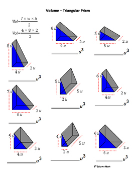 Volume – Triangular Prism by 5th Column Math | Teachers Pay Teachers