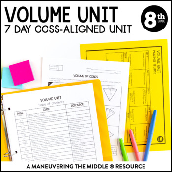 Preview of Volume Unit | Volume of Cylinders, Cones, and Spheres Notes for 8th Grade Math