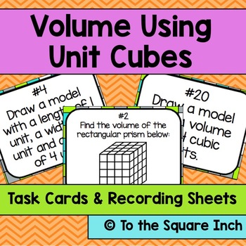 Preview of Volume Using Unit Cubes Task Cards | Math Center Practice Activity