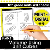 Volume Using Unit Cubes Worksheets for 5th Grade Math