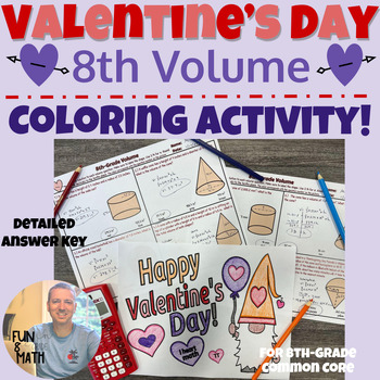 Preview of Volume Valentine's Day Coloring Activity 8th Grade