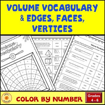 Preview of Volume Vocabulary and Identifying Edges Faces Vertices Color By Number and Easel