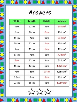 volume worksheets by emmabee89 teachers pay teachers