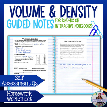 Preview of Volume and Density, Volume Displacement Lesson and Guided Notes