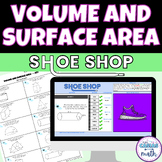 Volume and Surface Area Digital Activity and Worksheet Shoe Shop
