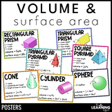 Volume & Surface Area Formula Posters | Math Geometry Voca