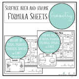 Volume and Surface Area Formula Sheets Bundle