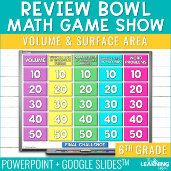 Preview of Volume and Surface Area Game Show | 6th Grade Math Review Test Prep Activity