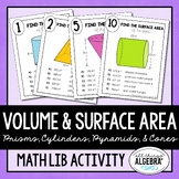 Volume and Surface Area | Math Lib Activity