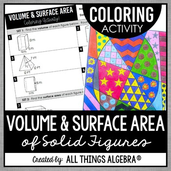 Preview of Volume and Surface Area (Prisms, Pyramids, Cylinders, Cones) | Coloring Activity