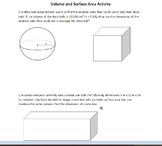 Volume and Surface Area Task