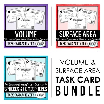 Preview of Volume and Surface Area | Task Cards Bundle
