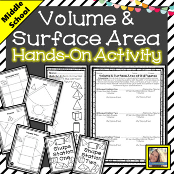 Preview of Volume and Surface Area of 3d Figures Hands On Activity