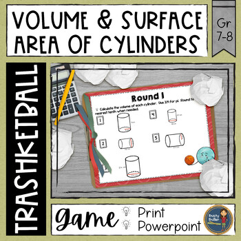 Preview of Volume and Surface Area of Cylinders Trashketball Math Game