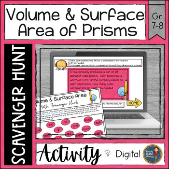 Preview of Volume and Surface Area of Prisms Digital Math Scavenger Hunt