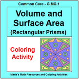 Volume and Surface Area of Rectangular Prisms - Coloring Activity #2