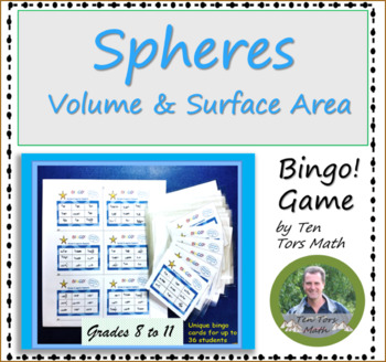 Preview of Volume and Surface Area of Spheres Bingo Game Activity