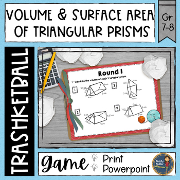 Preview of Volume and Surface Area of Triangular Prisms Trashketball Math Game