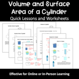 Volume and Surface Area of a Cylinder Worksheet and Answers