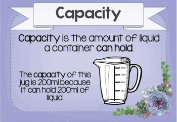 volume and capacity posters in succulent theme by mrs swano tpt