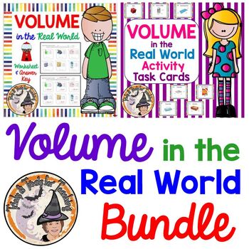 Preview of Volume in the Real World Worksheet Answer Key Task Cards Smartboard BUNDLE