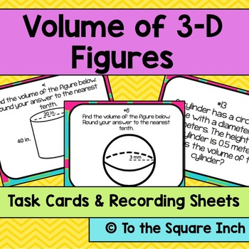 Preview of Volume of 3D Figures and 3D Shapes Task Cards | Math Center Practice Activity