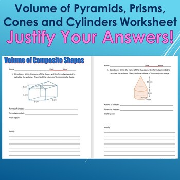 Preview of Volume of 3D Composite Shapes and Justify Your Answer--No Prep
