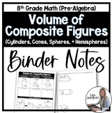 Volume of Composite Figures Binder Notes - 8th Grade Math 