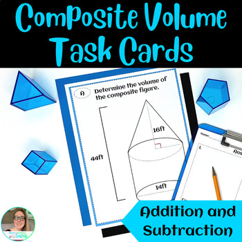 Preview of Volume of 3D Shapes - Volume of Composite Figures Activity - Volume Task Cards