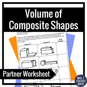 Preview of Volume of Composite Shapes Partner Worksheet 5.MD.5c