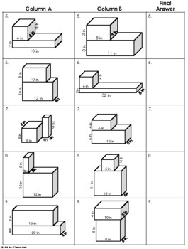 Volume of Composite Shapes Partner Worksheet 5 MD 5c by Mrs E Teaches Math