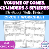 Volume of Cone Cylinder Sphere Worksheet Self Checking Cir