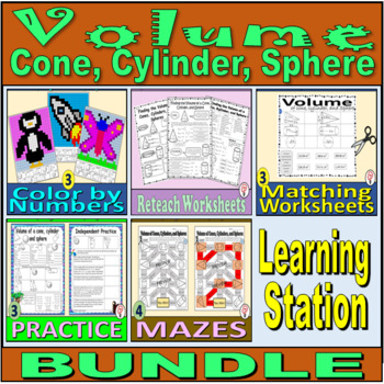 Preview of Volume of Cone, Cylinder, and Sphere - Learning Station BUNDLE - 8.G.C.9