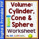 Volume of Cones Cylinders Spheres Puzzle Worksheet