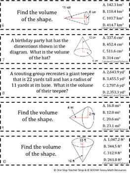 8th Grade Math Game | Volume of Cones, Cylinders & Spheres | TpT