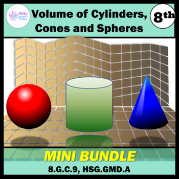Preview of Volume of Cones, Cylinders, and Spheres MINI BUNDLE Grade 8