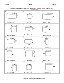 Cones And Cylinders (Volume And Surface Area) Worksheet Bundle | Tpt