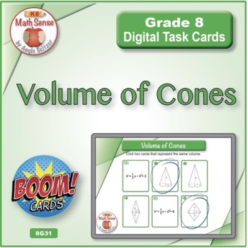 Preview of Volume of Cones | Geometry & Algebra Matching | BOOM Digital Task Cards 8G31
