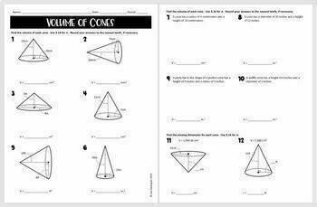 volume of cones homework 2