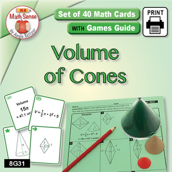 Preview of Volume of Cones: Math Card Games & Activities 8G31 | Formulas & Expressions