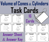 Volume of Cones and Cylinders Task Cards Activity