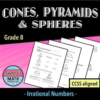 Preview of Volume of Cones and Spheres Worksheet