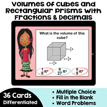 Preview of Volume of Cubes and Rectangular Prisms with Fractions and Decimals Boom Cards