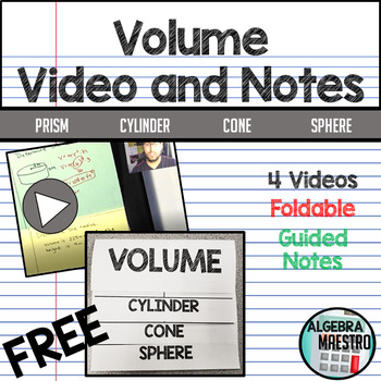 Preview of Volume of Cylinder, Cone & Sphere - Guided Notes, Foldable & Videos