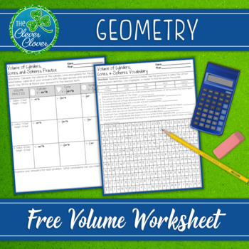 Preview of Volume of Cylinders, Cones and Spheres Worksheets