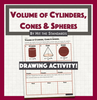 Preview of Volume of Cylinders, Cones and Spheres Drawing activity.